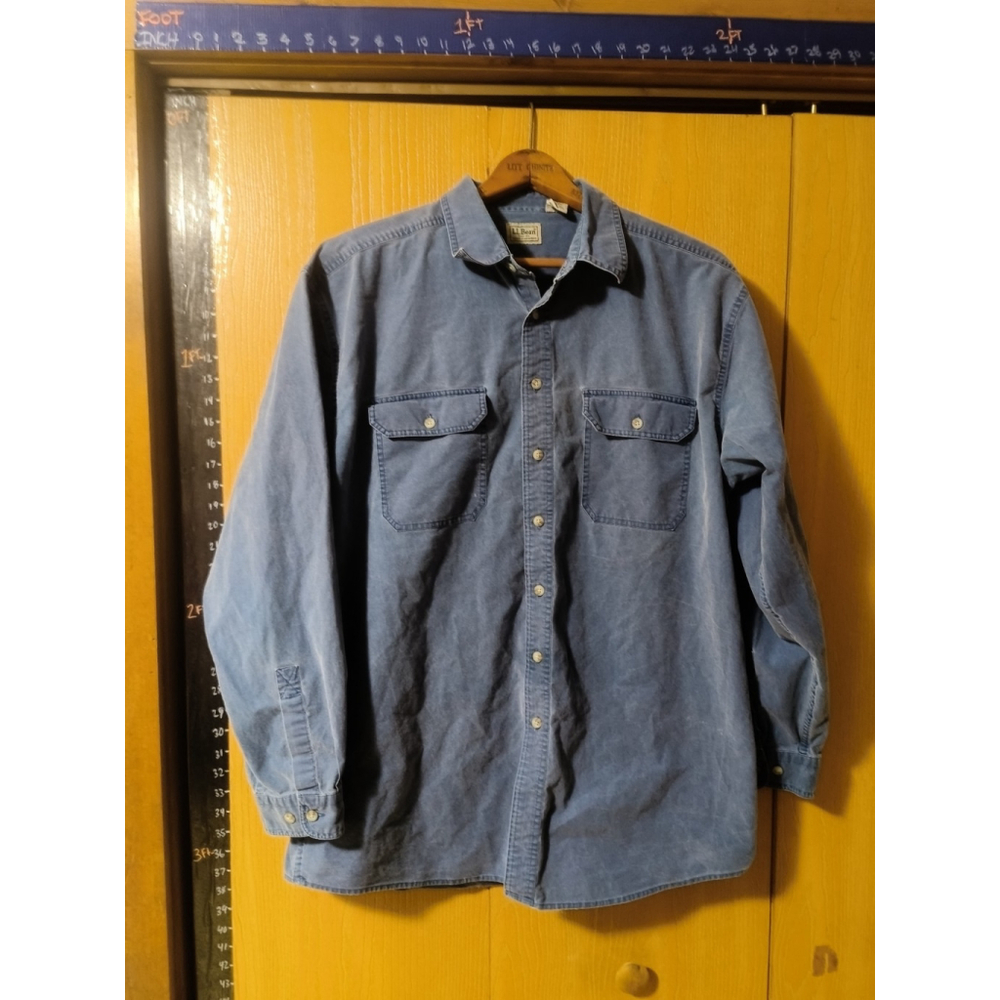 Vtg LL BEAN Mens Blue Chamois Button Up Flannel Shirt Size XLT Tall